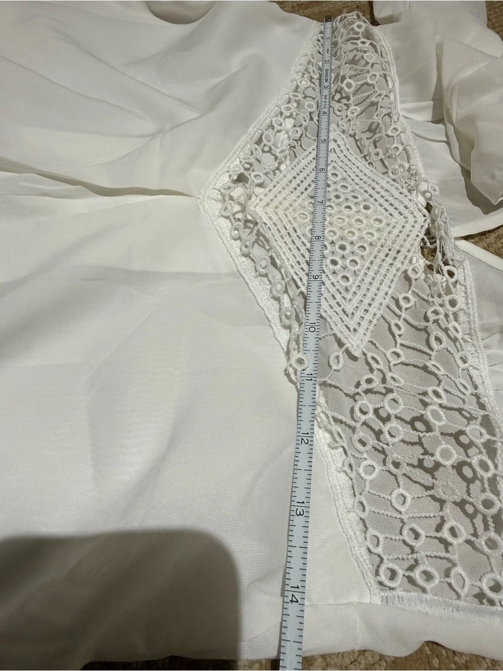 NEW-White Crochet-Trim V-Neck Swim Romper Coverup